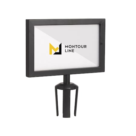 Montour Line Stanchion Post Top Sign Frame 7x11 H BLK Steel, PLEASE.SEATED HDSF-711-H-BK-PLSWAITSEAT
